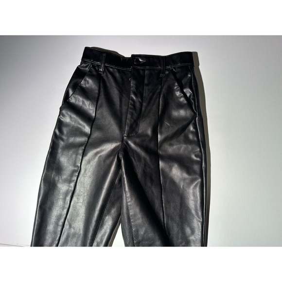 Abercrombie & Fitch The Skinny Ultra High Rise Black Faux Leather Pants Sz 24 - Picture 4 of 7
